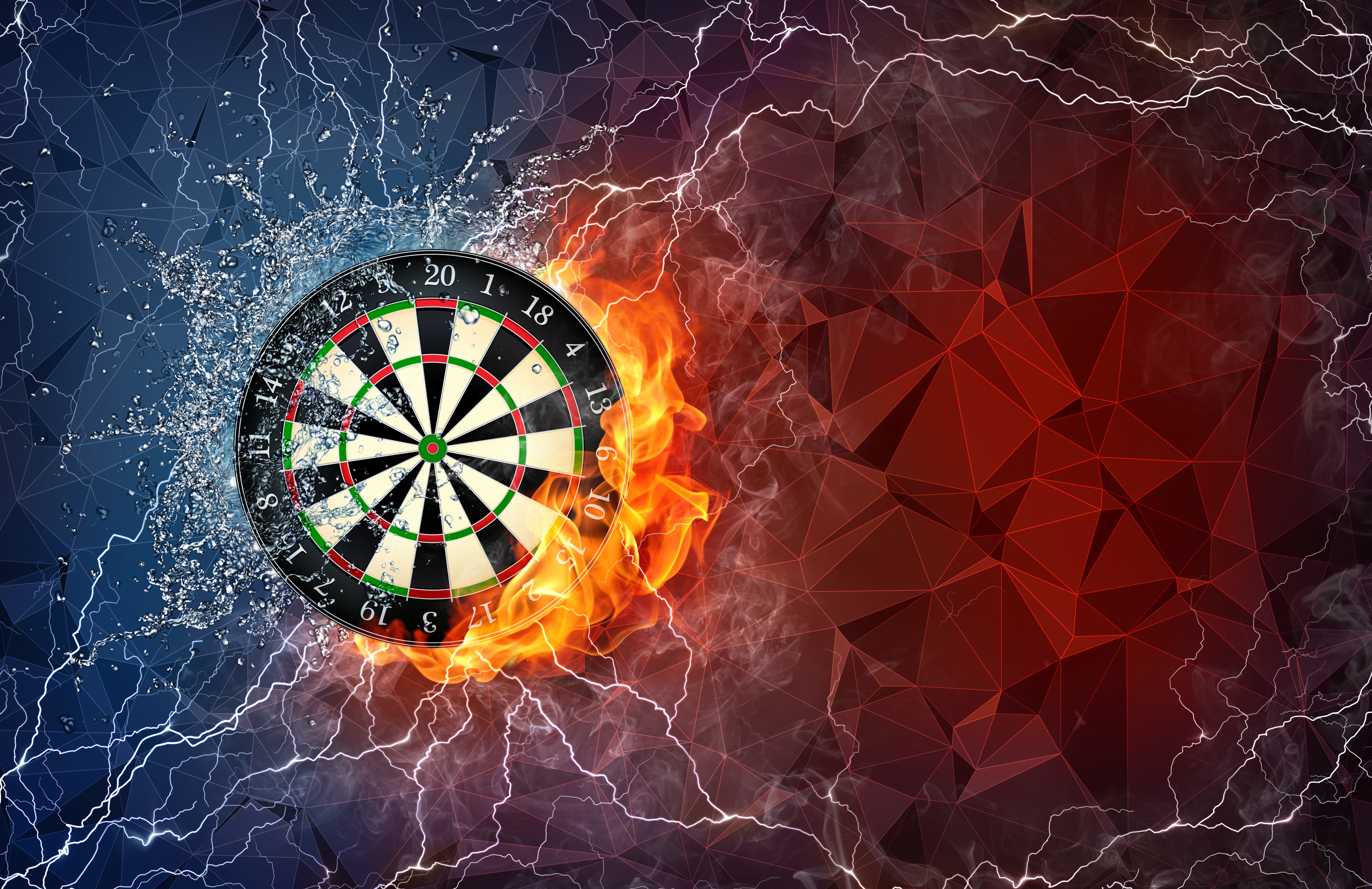 Dart board in fire and water