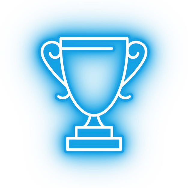 Neon blue trophy icon