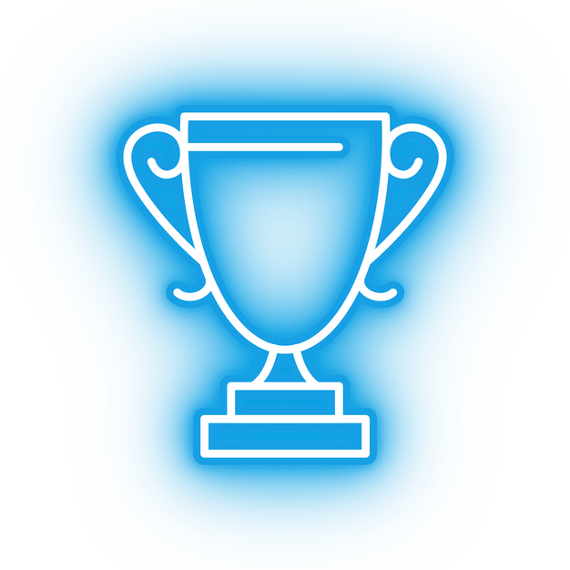 Neon blue trophy icon